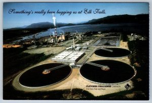 Elk Falls Pulp And Paper Mill,  Campbell River BC, Chrome Aerial View Postcard