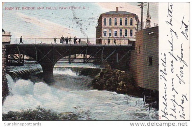 Main Street Bridge And Falls Pawtucket Rhode Island 1907