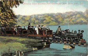 G71/ Silver Lake Amusement Park Ohio Postcard c1910 Miniature Train Ride