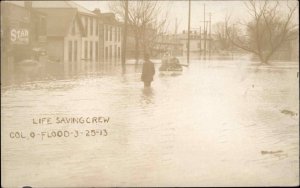 Columbus Ohio OH 1913 Flood Scene Life Saving Used Relevant Message RPPC