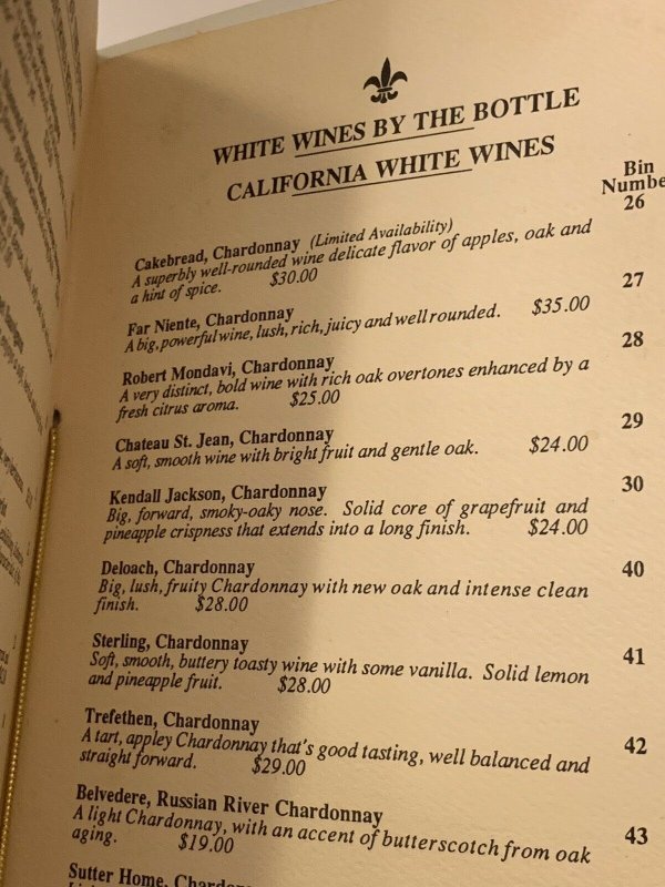 Vintage KUNZ'S Restaurant Wine List 80s Menu Louisville Kentucky