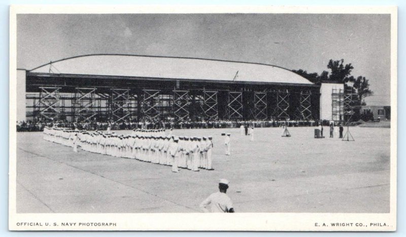 2 Postcards TRENTON, NJ ~ Navy Commissioning Ceremony MERCER FIELD 1943 WWII Era
