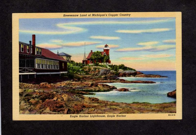 MI Eagle Harbor Light House Lighthouse Keweenaw Land Copper Michigan Postcard