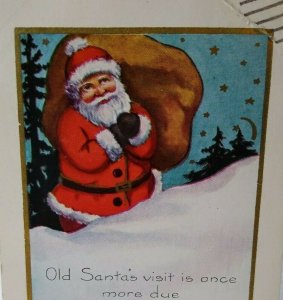 Santa Claus Christmas Postcard Stars Moon Whitney Vintage Original San Francisco