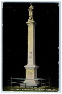 1915 Soldiers Monument Night View Kearney Lohrville Nebraska NE Vintage Postcard