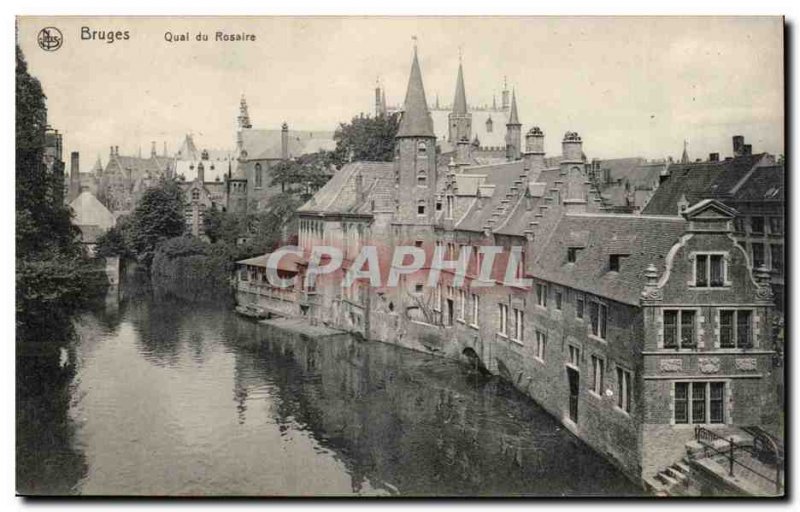 Old Postcard Belgium Bruges Rosary Quay