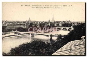 Postcard Old Paris Panorama of the Seine to the Eiffel Tower taken