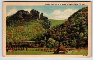 Postcard Seneca Rocks Rt 5 Medina Quartzite Near Elkins West Virginia Linen 1959