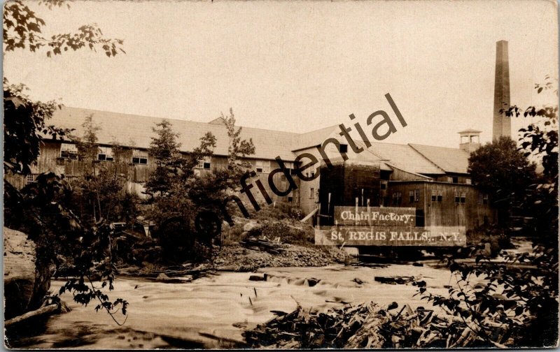 Real Photo Old Chain Factory At St. Regis Falls New York Waverly NY Postcard H34 