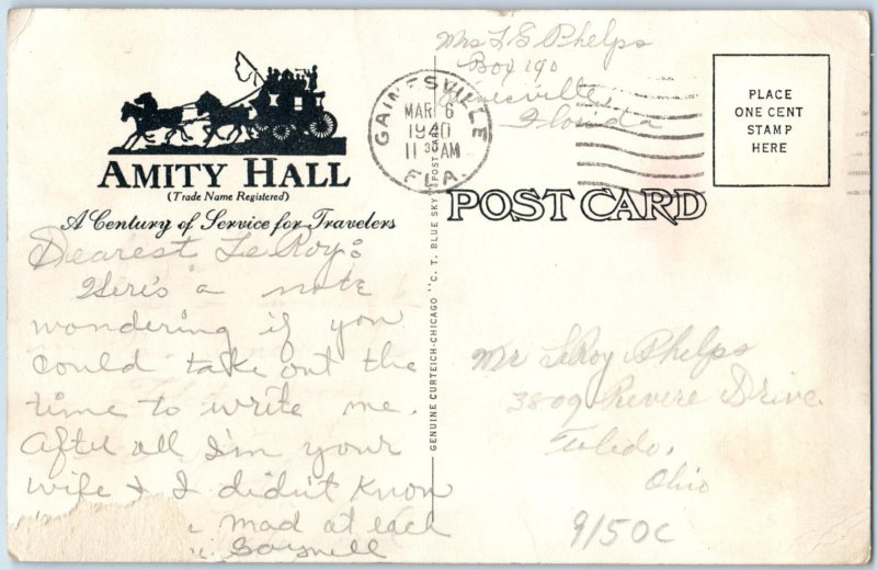 1920s-30s RPPC Clock and Dormitory Amity Hall, PA Postcard F200