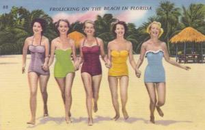 Bathing Beauties Frolicking on the Beach in Florida Linen