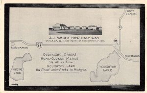 Houghton Lake Michigan Meig's New Half Way Vintage Postcard AA32090