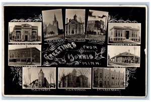 1913 Greetings Multiview Depot Mill Benson Minnesota MN RPPC Photo Postcard 