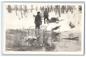 Dog Sled Team Postcard RPPC Photo Crossing Iceflow c1930's Unposted Vintage