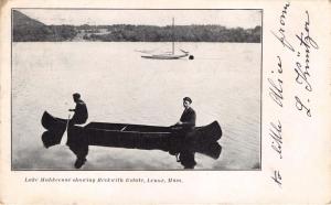 LENOX MASSACHUSETS CANOE ON LAKE MAHKEENAC SHOWING BECKWITH ESTATE POSTCARD 1905