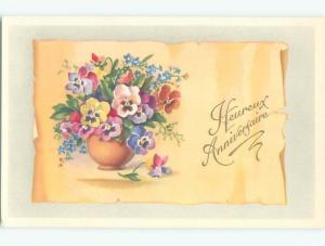 Very Old Foreign Postcard BEAUTIFUL FLOWERS SCENE AA4380