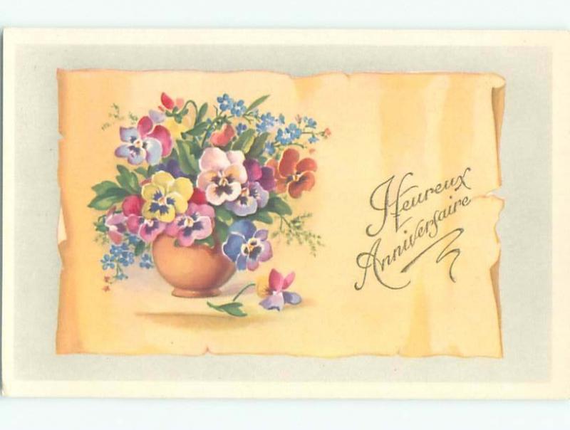 Very Old Foreign Postcard BEAUTIFUL FLOWERS SCENE AA4380