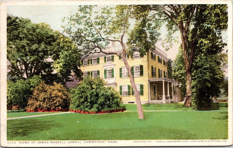 James Russell Lowell Historic Home Cambridge Massachusetts WB Postcard 