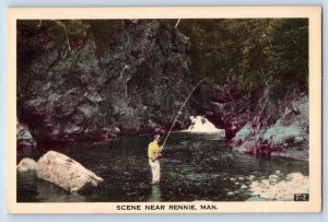 Rennie Canada Postcard Scene Near Rennie Man Fishing c1930's Vintage Unposted