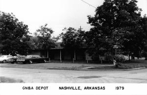 Nashville Arkansas Graysonia Nashville & Ashdown train depot real photo pc Y5137