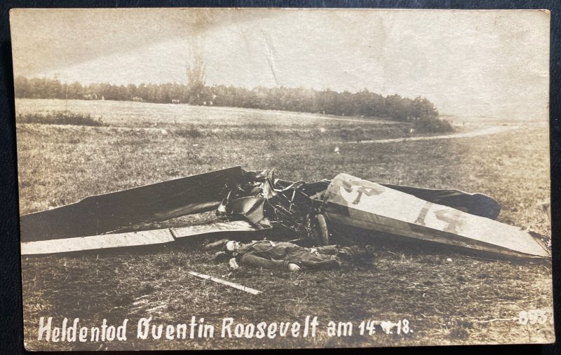 Mint USA Real Picture Postcard Quentin Roosevelt Airplane Wreck 1918 