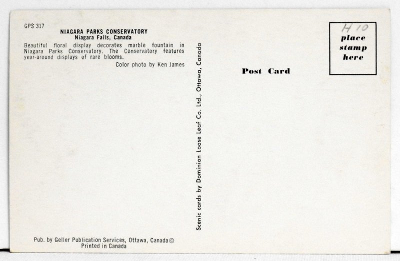 Niagara Parks Conservatory - Niagara Falls, Canada - Postcard