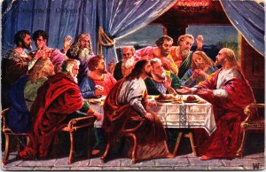 Happy Easter Jesus Supper Vintage Postcard B180