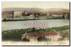 Old Postcard Tarascon General view and the Suspension Bridge