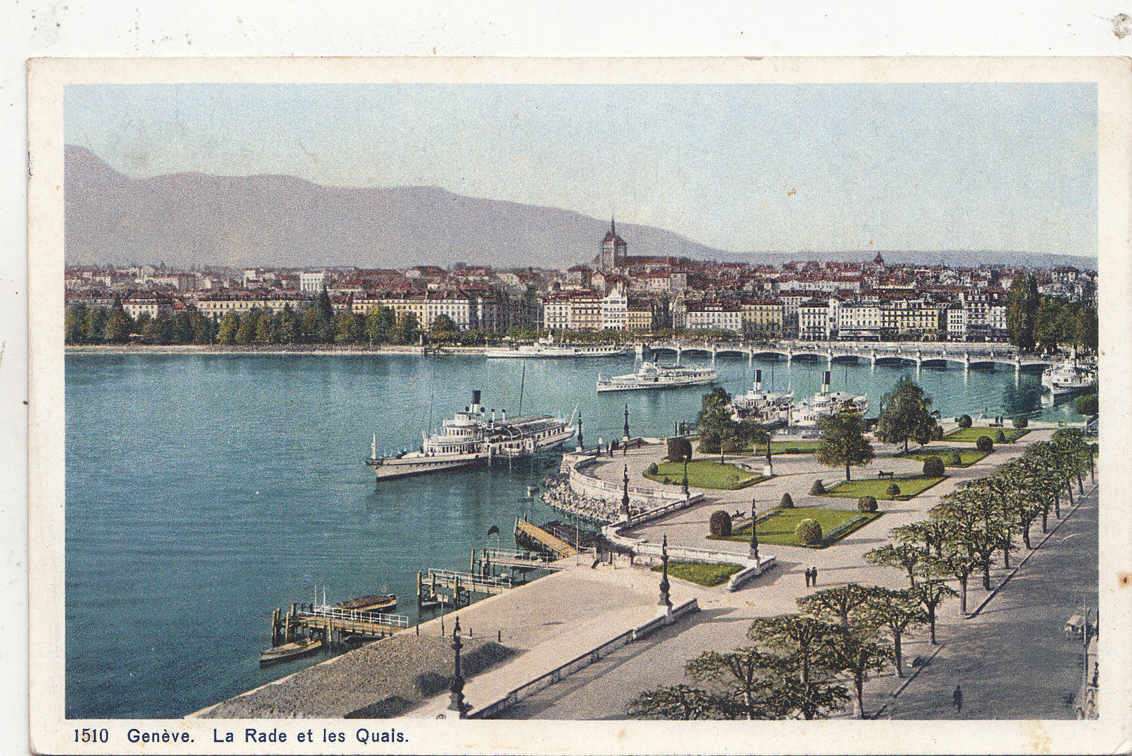 BF32100 geneve la rade et les quais ship switzerland front/back image ...