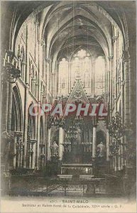 Postcard Old Saint Malo and Interior Altar of the Cathedral XIVth Century