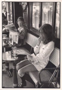 Beautiful Young Woman in Paris Cafe, Bresson Photo 1969, Newspaper CONTINENTAL