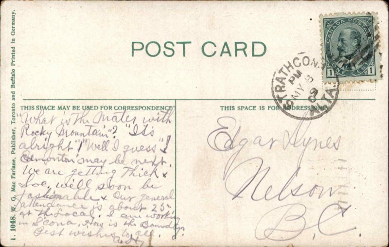 Edmonton Alberta AB Saskatchewan River Ferry c1910 Vintage Postcard