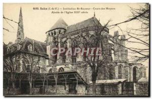 Postcard Old St Sauveur Redon Institution Course Apse Vehicles Church XIII th...