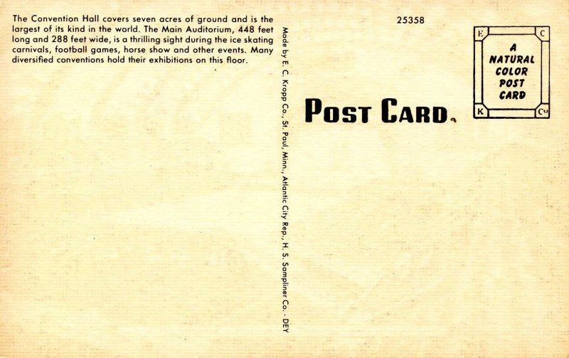 NJ - Atlantic City. World's Largest Convention Hall & Auditorium Interior