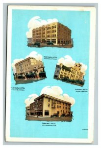 Vintage Curteich Early 1900's Postcard Oregon Hotels POSTED