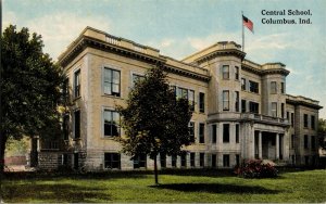 View of Central School, Columbus IN Vintage Postcard V37
