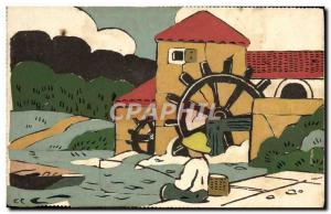Postcard Old Mill (handmade)