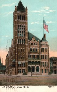 Vintage Postcard 1909 City Hall Building Government Office Syrause New York NY