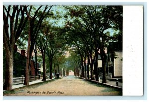 Washington Street Beverly Massachusetts Advertising Baldwin Vintage Postcard