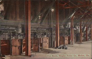 Moline IL Dynamo Fire Room Peoples Power Co c1910 Postcard