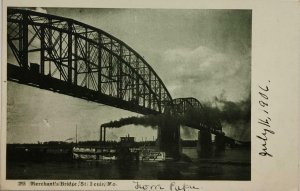 Merchant's Bridge, St. Louis, Missouri Steamboat 1906 Vintage Postcard