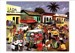 Kinshasa, DRC  Artist MOKE~1992 ACCIDENT Urban Street Scene 4X6 Art POSTCARD