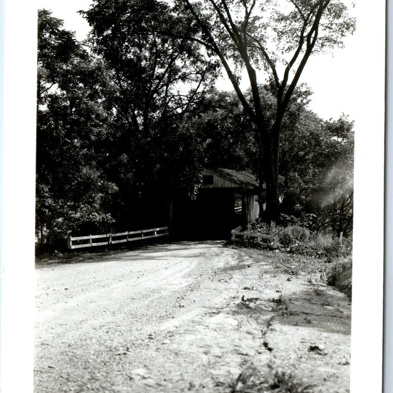 c1950s Eagleville, OH RPPC Covered Bridge Real Photo Ashtabula Co. Postcard A98
