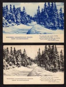NEW HAMPSHIRE NH Winter Greetings From Lot 2 Postcards