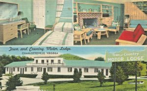 Charlottesville VA Town & Country Motor Lodge Multi-Views Linen Postcard