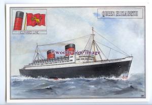 LN1086 - Cunard Liner - Queen Elizabeth , built 1940 - postcard