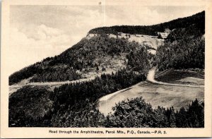 VINTAGE POSTCARD ROAD THROUGH THE AMPHITHEATRE PERCE MOUNTAINS QUEBEC CANADA