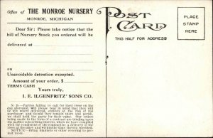 Monroe MI Nursery Multi View c1910 Advertising Postcard