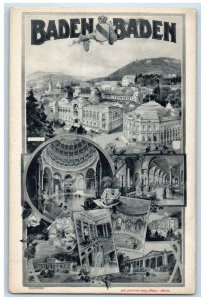 c1930's Baden Baden Spa Town in Southwestern Germany Multiview Postcard