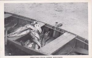 Wisconsin Greetings From Ogema Fishing Scene 1946 Real Photo